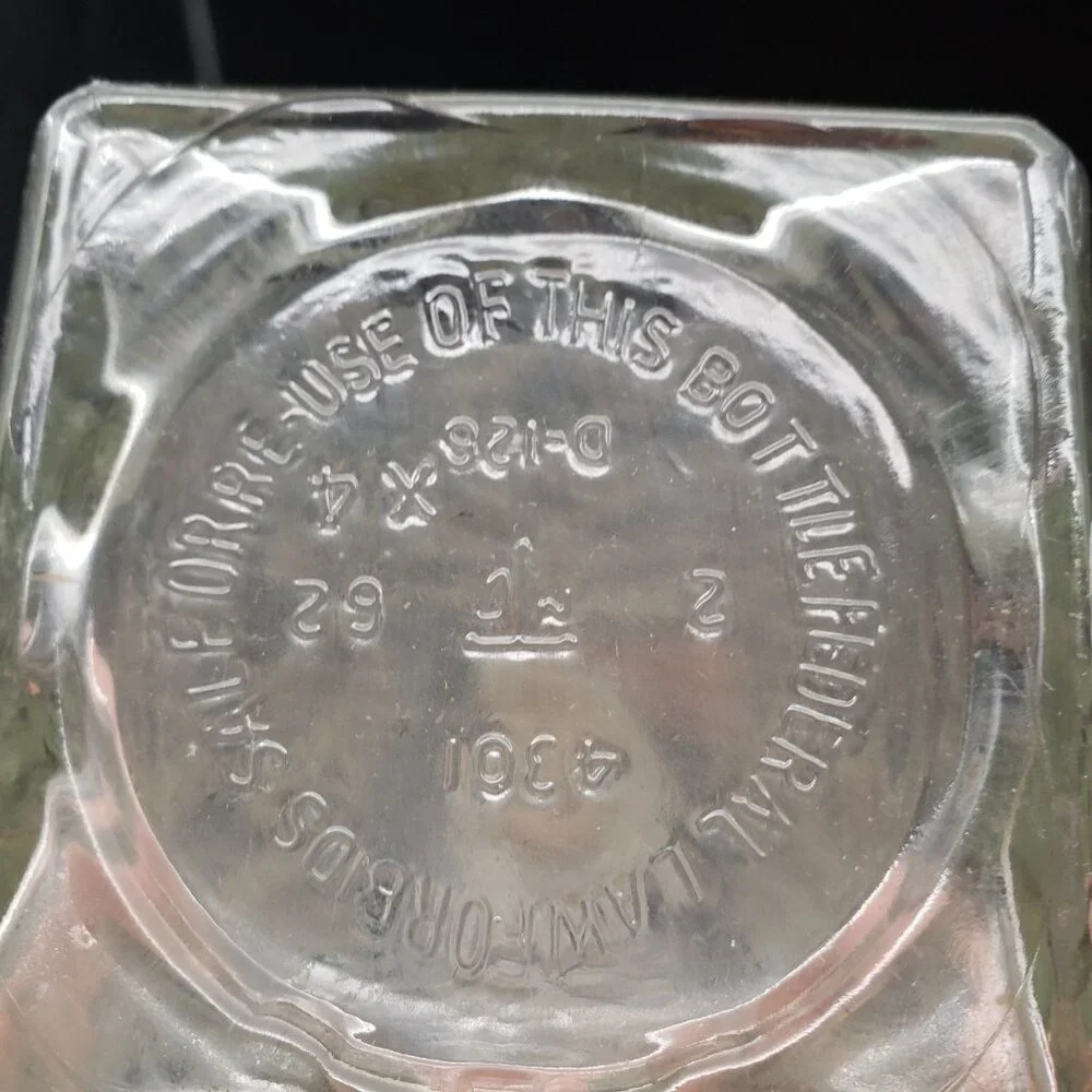 Vintage Square Cut Glass Decanter with Stopper Geometric Pattern Barware
